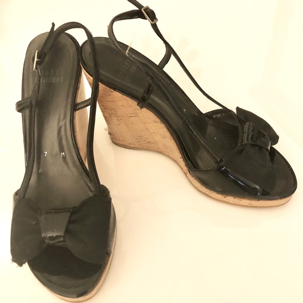 Stuart Weitzman Black Wedges Size 7